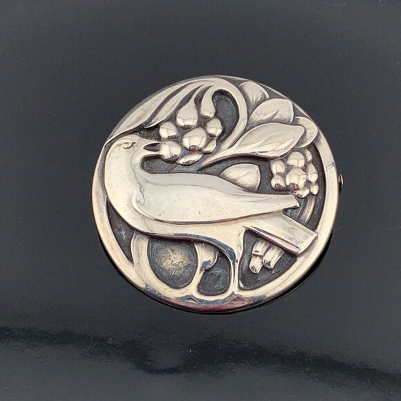 Georg Jensen Bird With Berries Sterling Silver #175 Brooch Denmark J904